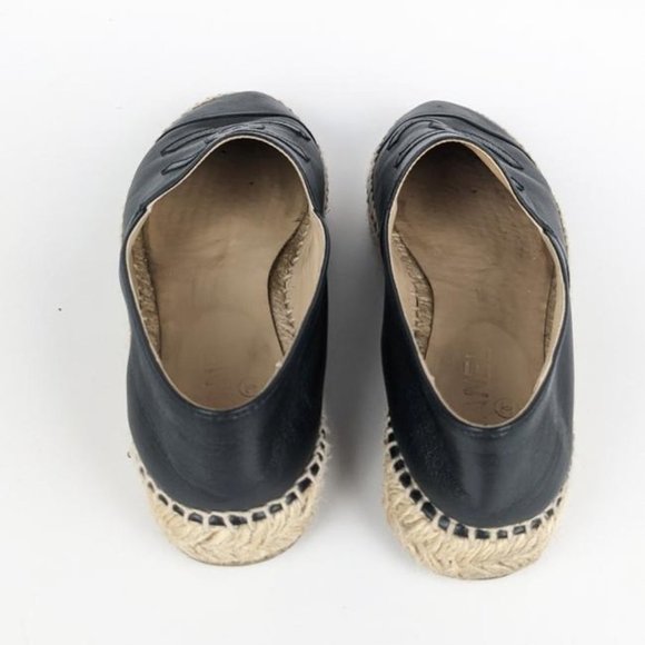 Chanel Black Lambskin Cc Logo Leather Espadrilles US 8 / EU 38 - Picture 3 of 9